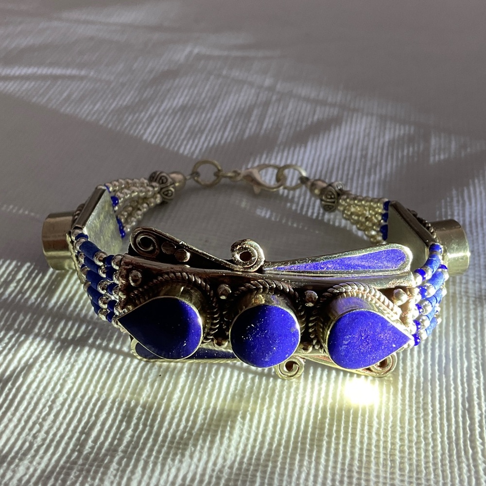 NWOT TIBETAN SILVER LAPIS Blue HAND CRAFTED Women's Bracelet - Picture 6 of 7